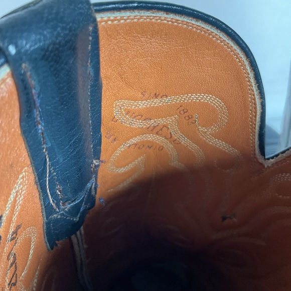 Vintage 1980s Lucchese San Antonio Navy Blue Cowboy Boots Men’s 9 B | Women’s 10 - Picture 7 of 16